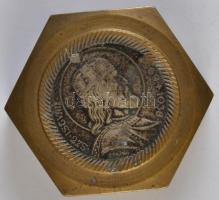 Réz anyacsavarban 2db pénzérme: 5P Ag "Szent István" + Románia 100.000L Ag össz.: 231g T:2