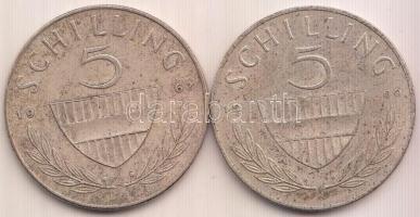 Ausztria 1960/62. 5Sch Ag (2x) T:2,2- Austria 1960/62. 5 Schilling Ag (2x) C:XF,VF