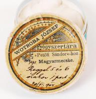 cca 1900 Magyarmecske Wotroba József gyógyszertára gyógyszeres doboz / cca 1900 Pharmacy pill box