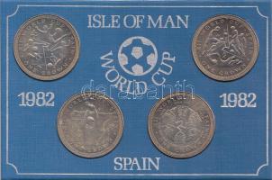 Man-sziget 1982. 1C "Labdarúgó VB Spanyolország" (4db klf motívumú emlékpénz plasztik tokban T:1 Isle of Man 1982. 1 Crown "World Cup - Spain" 4pcs of different commemorative coins in orogonal case C:UNC