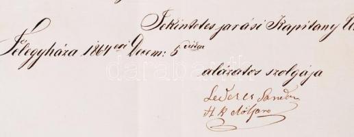 1864 Lechner Sándor kiskunfélegyházi izraelita hitközségi elöljáró aláírt levele a Kunszentmiklósi j...