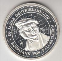 Németország 1991. "Hoffmann von Fallersleben" Ag emlékérem (8.5g/0.999/30mm) tanúsítvánnyal T:PP Germany 1991. "Hoffmann von Fallersleben" Ag medallion (8.5g/0.999/30mm) with certificate C:PP