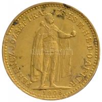 1906KB 10K Au "Ferenc József" (3.38/0.900g) T:2,2- Hungary 1906. 10 Korona Au "Franz Joseph" Kremnitz (3.38g/0.900) C:XF,VF