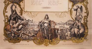 1887 A Szózat szövege kőnyomatos plakát, rajta többek között budapesti városképpel. Kühn Vilmos mets...