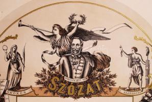 1887 A Szózat szövege kőnyomatos plakát, rajta többek között budapesti városképpel. Kühn Vilmos mets...