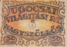 Nagyszőllős 1919. "Ugocsai Világítási Rt." értékjegy 50f, 1K, 2K, 3K, 5K T:I