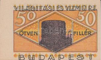 Budapest 1920. "Világítási és Vízmű Rt." értékjegy 20f, 50f, 1K, 2K, 5K, 10K T:I
