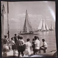 cca 1950 Balatoni vitorlásverseny nagyméretű fotó / Balaton sailing contest 29x30 cm