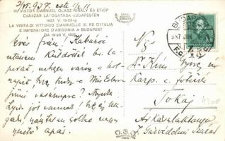 1937 III. Viktor Emánuel olasz király látogatása Budapesten, díszmenet megtekintése Horthy kormányzó...