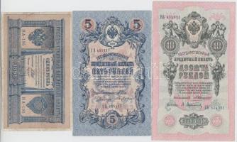 Oroszország 1909-1917. 10R szign.: Konshin + 1912-17. 1R + 5R szign.: Shipov T:III,III- Russia 1909-1917. 10 Rubles sign.:Konshin + 19112-1917. 1 Ruble + 5 Rubles sign.: Shipov C:F,VG  Krause 1,10,11