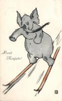 New Year, skiing elephant H.H.i.W. Nr. 1119.