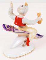 Kézzel festett, jelzett, Hollóházi porcelán Aladdin figura, hibátlan, 12×11 cm / Hand painted Aladdi...