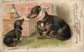 Sick dog, litho (EK)