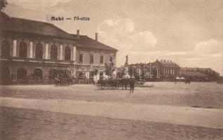 Makó, Fő utca, szobor, kávéház