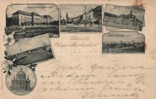 1898 Nagybecskerek, Polgári iskola és pénzügyi palota, Hunyadi utca, megyeház, József közkórház, gépgyár, Izraelita templom / school, Financial Palace, street, town hall, hospital, factory, synagogue