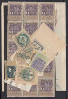 13 db Okmánybélyeg + 1 váltó + 1K 15-ös tömbben