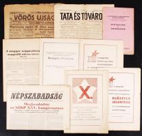 1913-1976 Vegyes nyomtatványok (A Magyar Szocialista Munkáspárt XI. kongresszusának határozata, KGST komplex program, Vörös Újság, Népszabadság, A magyar népgazdaság negyedik ötéves terve, Tata és Tótváros, A Budapesti IV. Református Naggyűlés), 9 db.