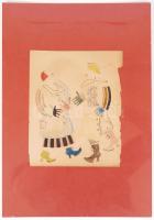 Ismeretlen XX. sz. orosz művész: Terefere. Vegyes technika, papír, jelzés nélkül / Unidentified Russ...