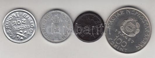 3db különféle sörgyári zseton + 1980. 100Ft T:1-,2,2-