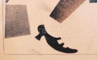 Ismeretlen XX. sz. orosz művész: Mozgásban. Vegyes technika, papír, jelzés nélkül, / Unidentified Ru...