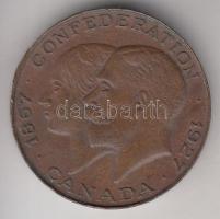 Kanada 1927. "60 éves a Konföderáció" Br emlékérem (25mm) T:2 Canada 1927. 1 Dollar Ag "60th Anniversary of the Confederation" (25mm) C:XF