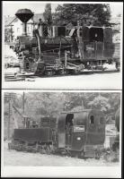 cca 1950 Régi gőzmozdonyok fotói a Közlekedési Múzeum fotóarchívumából, hátoldalán pecséttel, feliratozva, 4 db, 18x13 cm.