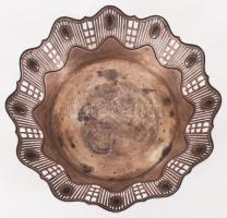 Alpakka áttört kínálótál, jó állapotban,  d:17 cm