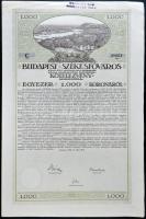 1918. "Budapest Székesfőváros" kötelezvénye 1000K-ról magyar és német nyelven szelvényekkel T:I-