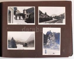 Dombornyomott borítójú fotóalbum, sok turista fotóval, Ausztria és Olaszország, 31×24 cm