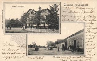 Köbölkút, vasútállomás, Wiesenberg Dávid kereskedése / railway station, shop, Art Nouveau