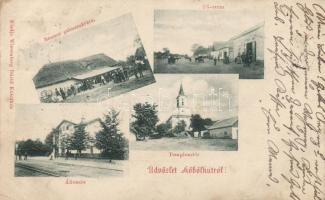 Köbölkút, vasútállomás, Wiesenberg Dávid kereskedése, Renner gabonaraktára / railway station, shop, granary (Rb)