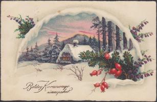 15 db régi, karácsonyi üdvözlőlap, benne több litho / 15 Christmas greeting cards, more litho cards