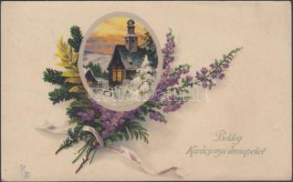 12 db régi, karácsonyi üdvözlőlap, benne több litho / 12 Christmas greeting cards, more litho cards