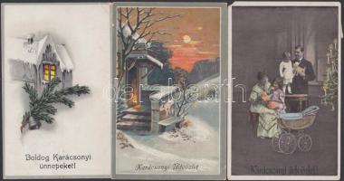 15 db régi, karácsonyi üdvözlőlap, benne több litho / 15 Christmas greeting cards, more litho cards