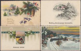 14 db régi, karácsonyi üdvözlőlap, benne több litho / 14 Christmas greeting cards, more litho cards