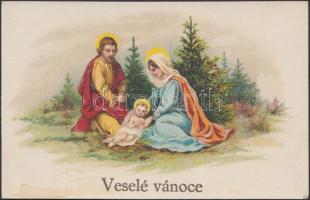 13 db régi, karácsonyi üdvözlőlap, benne több litho / 13 Christmas greeting cards, more litho cards