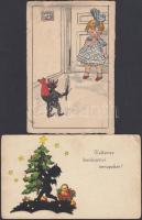 13 db régi, főként karácsonyi üdvözlőlap, köztük néhány litho / 13 old greeting cards, Christmas, in...
