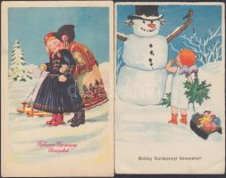 15 db régi karácsonyi üdvözlőlap / 15 old greeting cards, Christmas