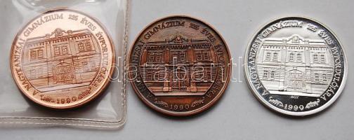 1990. "Nagykanizsa Gimnázium-Batthyány Lajos nádor" 3 klf db Ag 36g T:PP + Br T:BU + Br piefort! RRR!!! T:BU