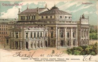 Vienna, Wien, Burgtheater litho (Villányi csokoládégyár reklám)