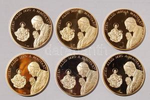1991. "II. János Pál pápa látogatása" 6 klf db aranyozott fém T:PP