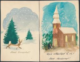 6 db régi, kézzel készített karácsonyi képeslap / 6 old handmade greeting cards, Christmas