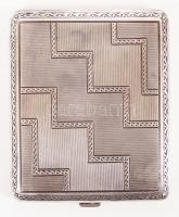 cca 1910 Ezüst (Ag) cigaretta térca geometrikus díszítéssel, belül aranyozott EK mesterjeggyel 0,900...