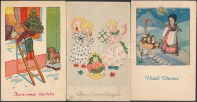 28 db vegyes karácsonyi üdvözlőlap, közte néhány litho / 28 mixed greeting cards, Christmas, including some litho