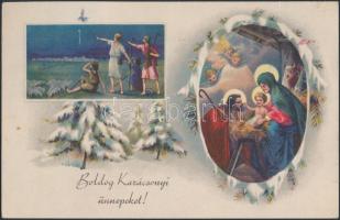 28 db vegyes karácsonyi üdvözlőlap, közte néhány litho / 28 mixed greeting cards, Christmas, includi...