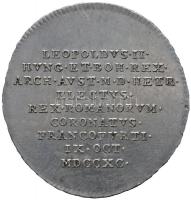 Habsburg Birodalom 1790. "II. Lipót frankfurti koronázása" Ag zseton. "PIETATE. ET. C...