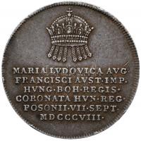 Habsburg Birodalom / Pozsony 1808. "Mária Ludivika pozsinyi koronázása" Ag zseton. "R...
