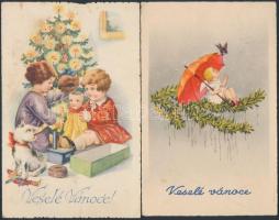 13 db régi, csehszlovák karácsonyi üdvözlőlap / 15 Czechoslovak Christmas greeting cards