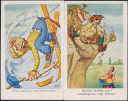 12 db régi humoros motívum lap, néhány litho és Kaszás Jámbor képeslap / 12 old motive cards, humour, including some litho, pinx. Kaszás Jámbor