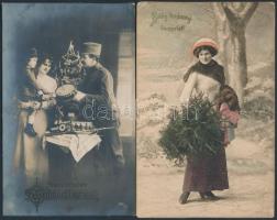 12 db régi, karácsonyi üdvözlőlap, benne néhány litho / 12 Christmas greeting cards, some litho cards